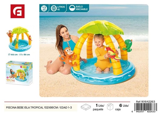 [161642263] Piscina bebé isla tropical 102x86 cm / edad 1-3 años - Diversión infantil