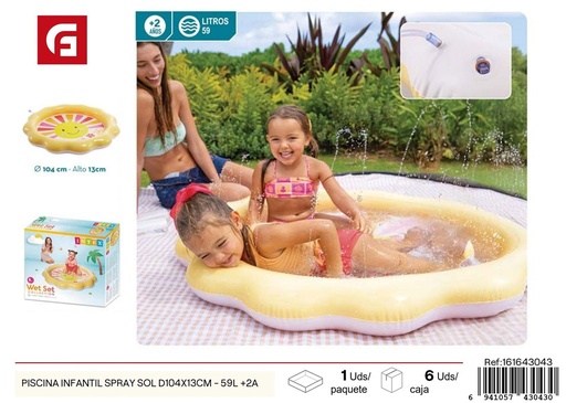 [161643043] Piscina infantil hinchable Spray Sol D104x13 cm - 59L +2 años - Diversión acuática