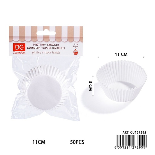 [0243274]  Molde de papel para magdalenas blanco 11 cm - Utensilios de repostería y moldes