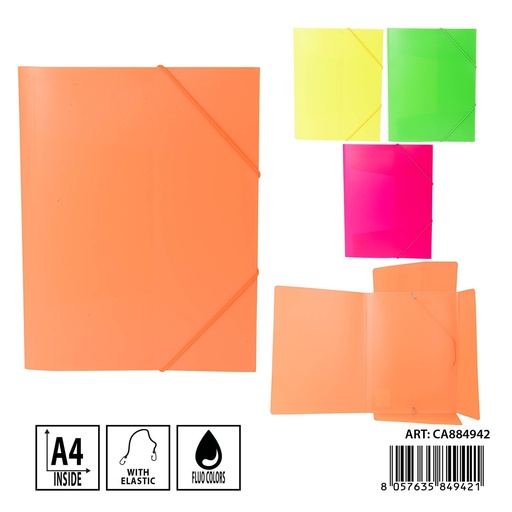 [0237765] Carpeta con doble elástico A4 fluo - Papelería y archivadores