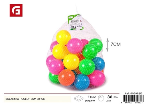 [160699213] Bolas de colores de 7 cm pack de 30 piezas - Juguetes divertidos y coloridos