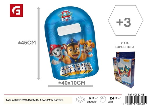 [150882148] Tabla de surf PVC 45 cm con asas - Paw Patrol