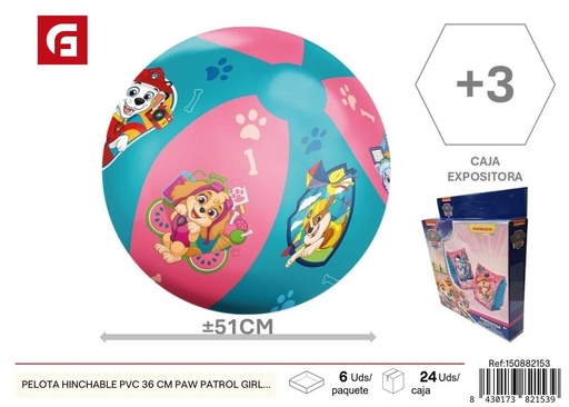 [150882153] Pelota hinchable PVC 36 cm - Paw Patrol Girls
