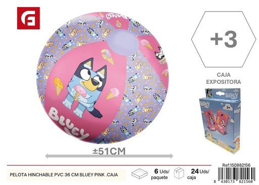 [150882156] Pelota hinchable PVC 36 cm - Bluey Rosa