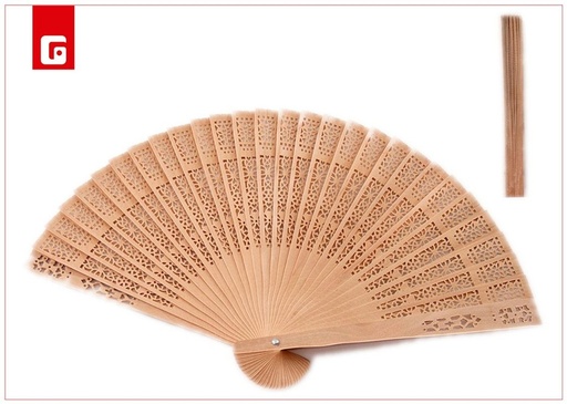 [200989585] Abanico sándalo natural c/tul 22 cm - Accesorios de verano