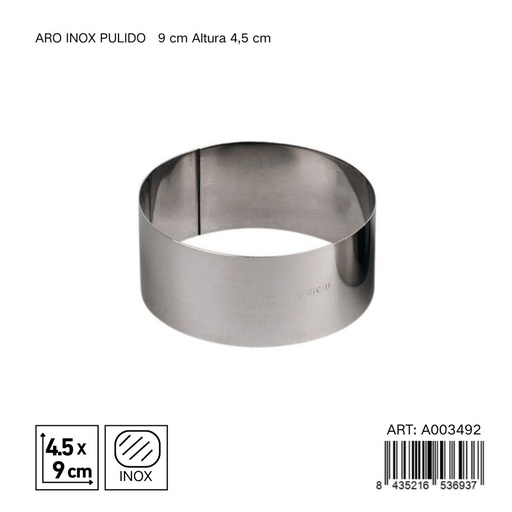 [A003492] ARO INOX PULIDO 9 CM - Utensilios de repostería y moldes