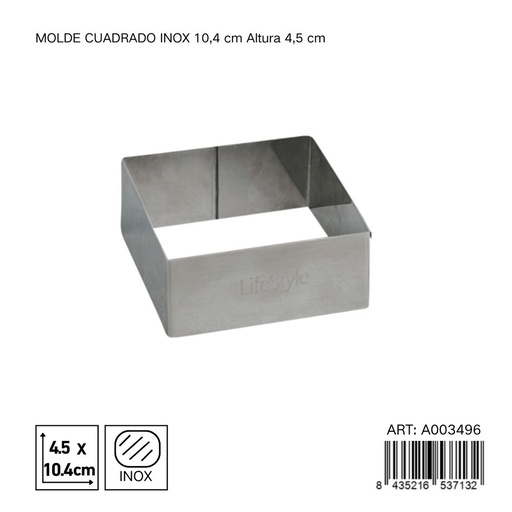 [A003496] MOLDE CUADRADO INOX 10.4 CM - Utensilios de repostería y moldes