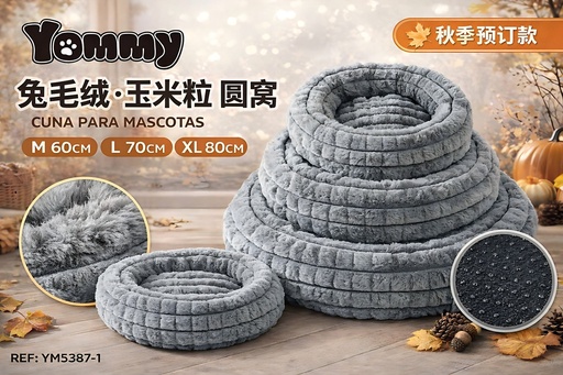 [YM5387-1] Cuna para perro de felpa gris - Camas de descanso y accesorios para mascotas