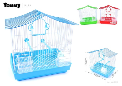 [YM7297] Jaula cuadrada para mascotas con techo a dos aguas 34x25x35 cm - Espacio seguro para aves