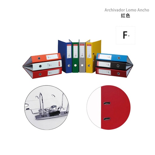 [ANC024722] Archivador lomo ancho rojo folio PP