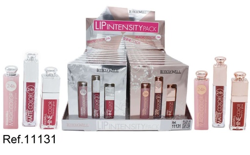 [8435433232360] Pack lip intensity 3 piezas (16 unidades) - Set de brillos labiales