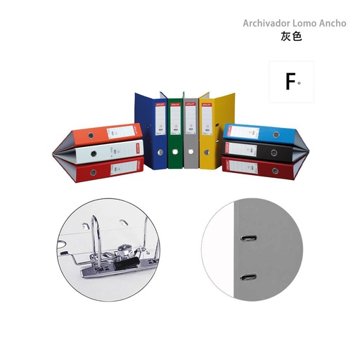 [A000924] Archivador lomo ancho 03 gris folio PP