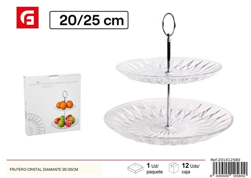 [201412580] Frutero cristal diamante 20/25 cm - Vajilla decorativa