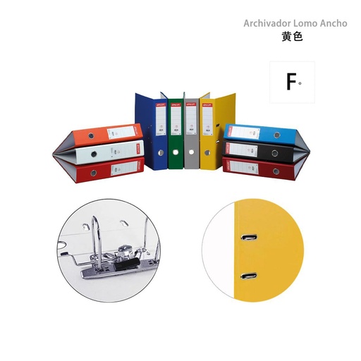 [A000925] Archivador lomo ancho 04 amarillo folio PP - Carpeta de papelería