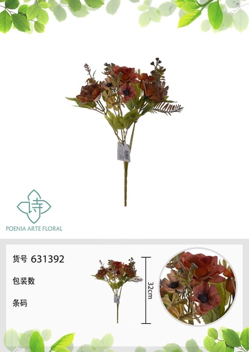 [631392.5NARANJA] Ramo decorativo de aceite de otoño - Flores artificiales