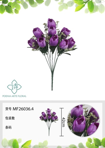[MF26036.4] Ramo de tulipanes de 9 cabezas 42 cm - Flores artificiales