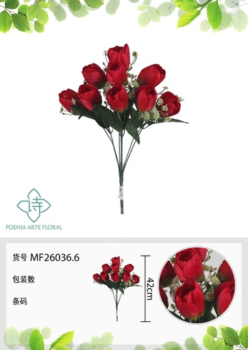 [MF26036.6] Ramo de tulipanes de 9 cabezas 42 cm - Flores artificiales