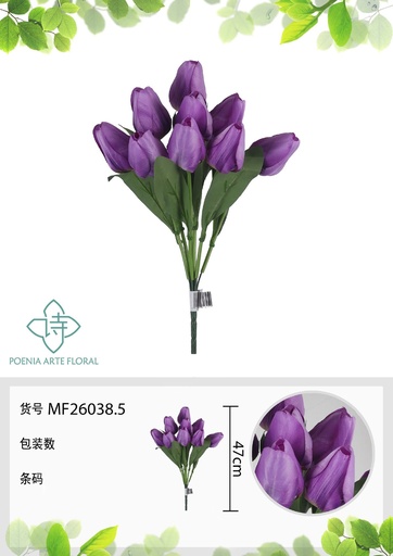 [MF26038.5] Ramo de tulipanes de 9 cabezas 47 cm - Flores artificiales