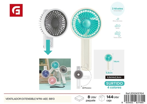 [201243764] Ventilador extensible Nº RII AEE: 8813 - Ventilador adaptable y portátil