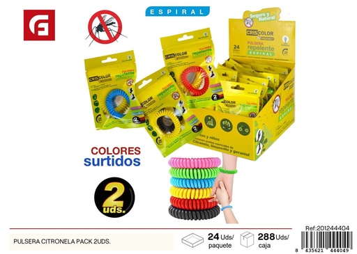 [201244404] Pulsera de citronela pack 2 uds. - Repelente de insectos portátil