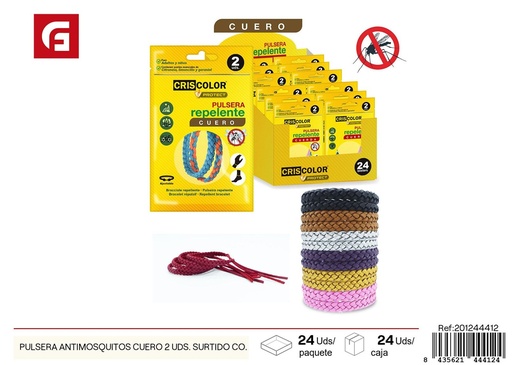 [201244412] Pulsera antimosquitos de cuero 2 uds. surtido colores - Accesorios repelentes