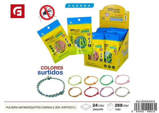[201244413] Pulsera de cuerda antimosquitos 2 uds. surtido colores - Accesorios repelentes