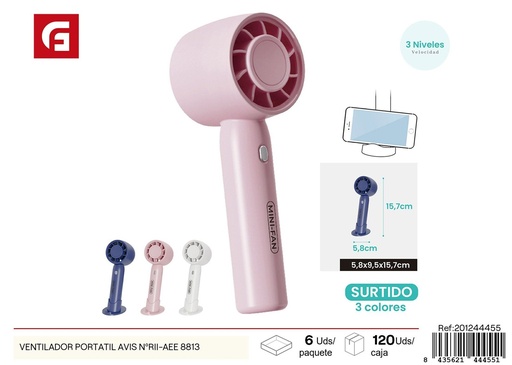 [201244455] Ventilador portátil Avis Nº RII AEE: 8813 - Ventiladores prácticos para verano