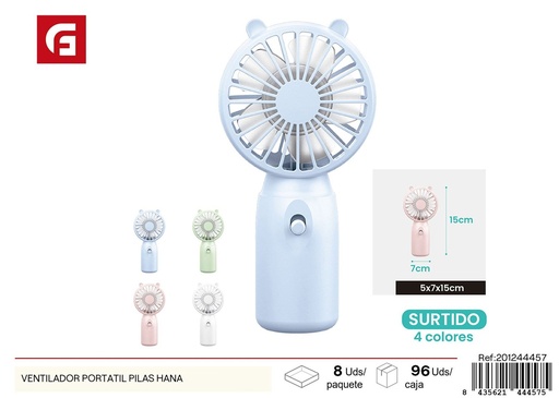 [201244457] Ventilador portátil a pilas HANA - Ventiladores a batería para verano