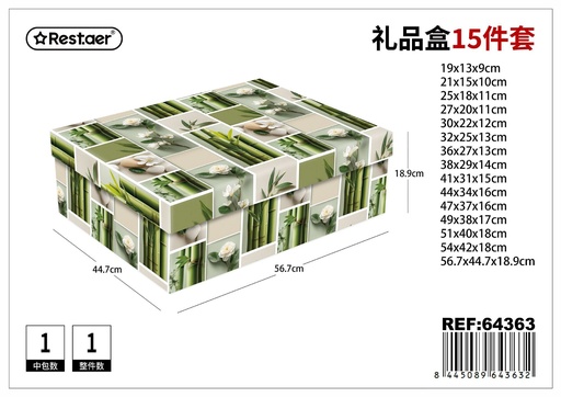 [64363] Set de cajas de cartón de 15 piezas 56.7x44.7x18.9 cm - Embalaje y regalos