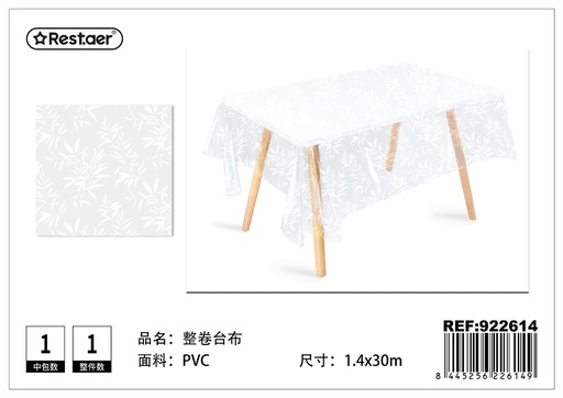 [922614] Mantel enrollado (impreso transparente) 1.4x30 m - Manteles plásticos
