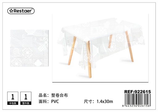 [922615] Mantel enrollado (impreso transparente) 1.4x30 m - Manteles plásticos