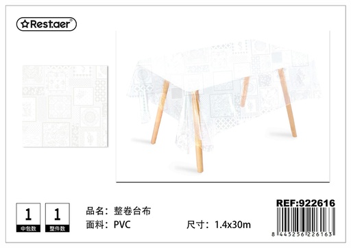 [922616] Mantel enrollado (impreso transparente) 1.4x30 m - Manteles plásticos