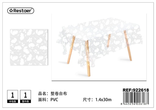 [922618] Mantel enrollado (impreso transparente) 1.4x30 m - Manteles plásticos