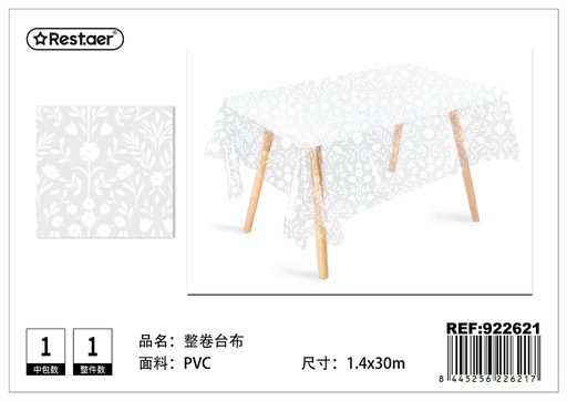 [922621] Mantel enrollado (impreso transparente) 1.4x30 m - Manteles plásticos