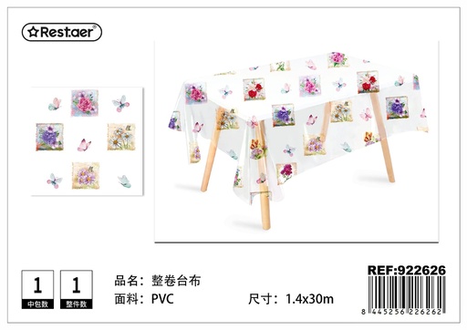 [922626] Mantel enrollado (impreso transparente) 1.4x30 m - Manteles plásticos