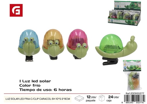 [200955277] Luz solar LED fría c/clip caracol 6h 10x5.5x8 cm - Jardinería y decoración luminosa