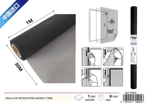 [70005] Malla de mosquitera negra 20 mallas 1 x 30 m - Productos de verano y mosquiteros