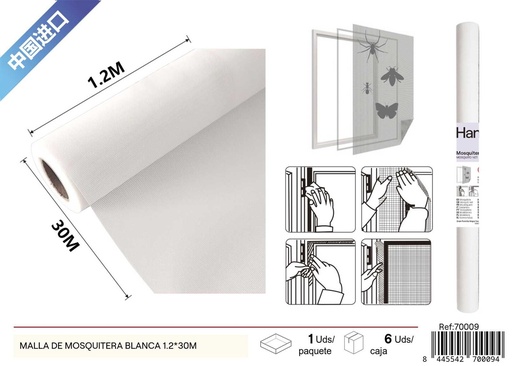 [70009] Malla de mosquitera blanca 20 mallas 1.2 x 30 m - Productos de verano y mosquiteros