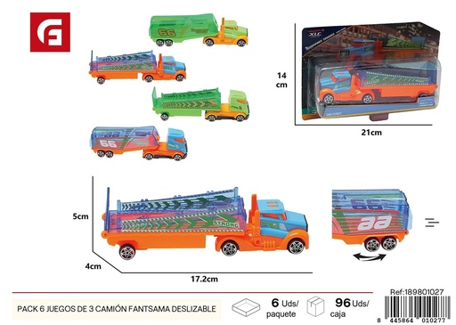 [189801027] Juego de camión fantasma de aleación deslizable PACK 6 - Juguetes de coche
