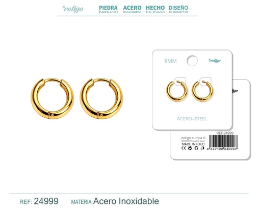[24999] Aro de acero 8mm color plateado - Joyería y accesorios