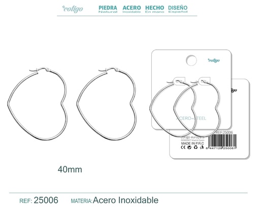 [25006] Aro de acero 40mm color plateado - Joyería y accesorios
