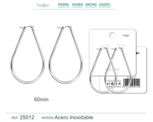 [25012] Aro de acero 60mm color plateado - Joyería y accesorios