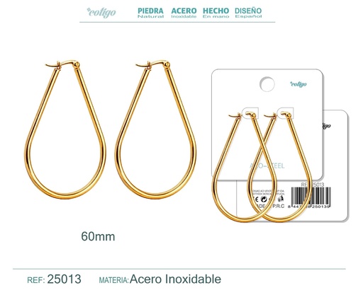 [25013] Aro de acero 60mm color plateado - Joyería y accesorios
