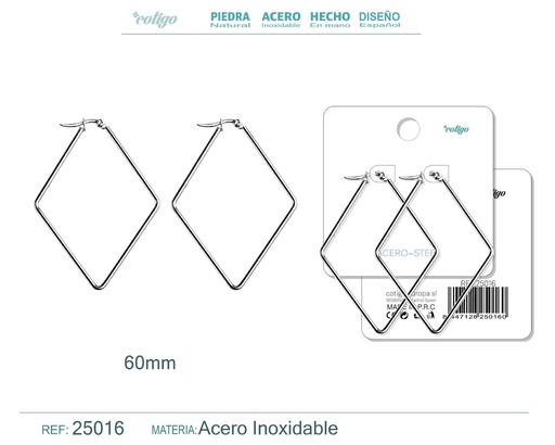[25016] Aro de acero plateado de 60 mm - Joyería y accesorios de moda