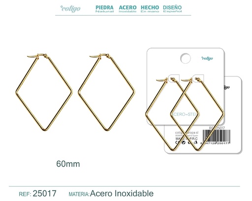 [25017] Aro de acero plateado de 60 mm - Joyería y accesorios de moda