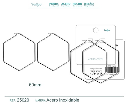 [25020] Aro de acero plateado de 60 mm - Joyas de acero