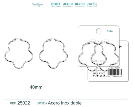 [25022] Aro de acero plateado de 40 mm - Joyas de acero
