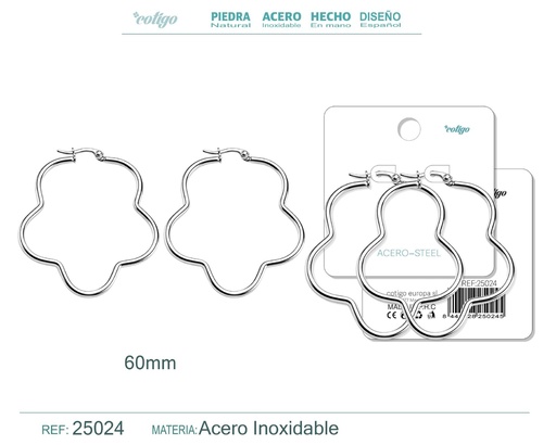 [25024] Aro de acero plateado de 60 mm - Joyas de acero