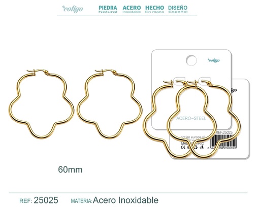 [25025] Aro de acero plateado de 60 mm - Joyas de acero