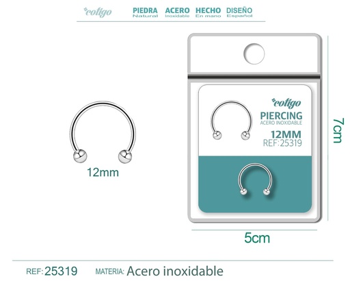 [25319] Piercing de acero antialérgico plateado - Joyas de body piercing